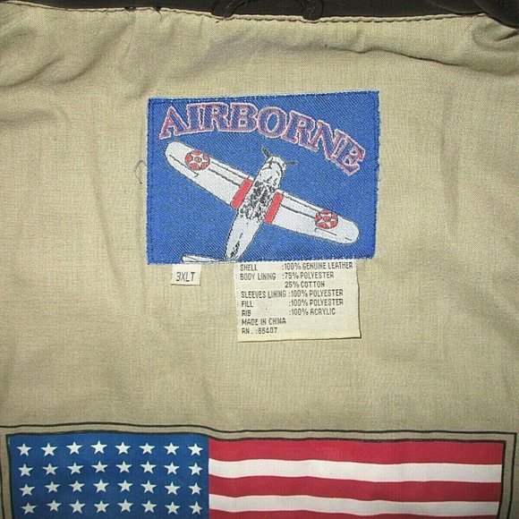 Airborne Leather Bomber Jacket XXXL Brown - Picture 3 of 6